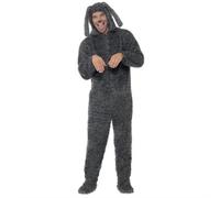 Adults Grey Fluffy Dog Jumpsuit Fancy Dress Costume