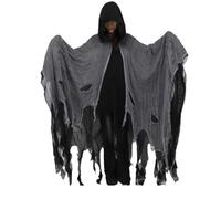 Adults Grim Reapers Hooded Cloak | Vintage Horror Ghost Cape Costume | Halloween Carnival Medieval Theme Party Cosplay Dress Up Outfit for Men Women Black