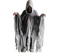 Adults Grim Reapers Hooded Cloak | Vintage Horror Ghost Cape Costume | Halloween Carnival Medieval Theme Party Cosplay Dress Up Outfit for Men Women Gray