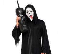 Adults Halloween Ghost Face Mask And Inflatable Retro 80s Phone Fancy Dress