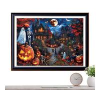 Adults Halloween Puzzles, 1000 Pieces Haunted House Jigsaw Puzzle, 27.56x19.69x0.2 inches Educational Board Game Toys for Family Leisure, Autumn Indoor Decoration Party