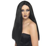 60cm Black Ladies Witch Wig - wig black witch halloween fancy dress long ladies costume accessory 60cm