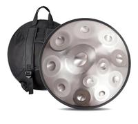 Adult's Hand Drum Instrument, 22-Inch Harmonic Percussion Instrument, D Minor, 440 Hz, Handpan Drum With Drumsticks, Carrying Bag, Foldable Drum Stand, Cleaning Cloth(Silver,12 Notes)
