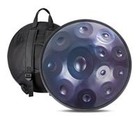 Adult's Hand Drum Instrument, 22-Inch Harmonic Percussion Instrument, D Minor, 440 Hz, Handpan Drum With Drumsticks, Carrying Bag, Foldable Drum Stand, Cleaning Cloth(Blue,12 Notes)
