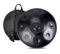 Adult's Hand Drum Instrument, 22-Inch Harmonic Percussion Instrument, D Minor, 440 Hz, Handpan Drum With Drumsticks, Carrying Bag, Foldable Drum Stand, Cleaning Cloth(Black,10 Notes)