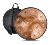 Adult's Hand Drum Instrument, 22-Inch Harmonic Percussion Instrument, D Minor, 440 Hz, Handpan Drum With Drumsticks, Carrying Bag, Foldable Drum Stand, Cleaning Cloth(Gold,12 Notes)