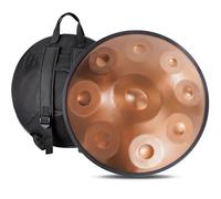 Adult's Hand Drum Instrument, 22-Inch Harmonic Percussion Instrument, D Minor, 440 Hz, Handpan Drum With Drumsticks, Carrying Bag, Foldable Drum Stand, Cleaning Cloth(Gold,9 Notes)