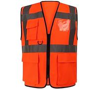 Adults Hi Vis Sleeveless Vest High Visibility Reflective Tape Waistcoat Sleeveless Body Warmer Mens Work Wear Security Sweater Winter Warm Vests Coats