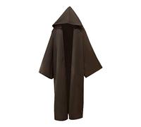 Adults Hooded Cloak Halloween Jedi Knight Cosplay Long Cape Tunic Full Length Wizard Priest Medieval Renaissance Friar Cowl Robe Movie Fancy Dress Cool Costumes for Men & Women