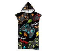 Adults Hooded Towel Poncho,Changing Robe Towel, Men Teen Boy Hooded Beach Towel Poncho, for Holidays, Swimming, Surfing, Beach, Bathing, Travel Towel Microfibre Swim Towels (black B)