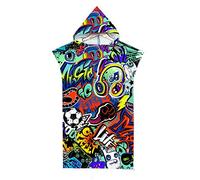 Adults Hooded Towel Poncho,Changing Robe Towel,Men Women Teen Boy Girls Hooded Design Beach Towel Poncho,Holidays,Swimming,Surfing,Bathing,Travel Towel Microfibre Swim Towels (Game Graffiti)
