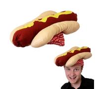 Adults Hot Dog Hat - American Hot Dog Sausage and Bun Hat with Mustard Effect - Mens Ladies Novelty Food Funny Stag Night Hen Party Fancy Dress Costume Accessory