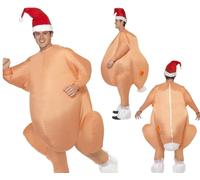 Adults Inflatable Christmas Roast Turkey Costume + Hat Fancy Dress One Size