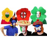 Adults Ireland Supporter's Costume Set - Green Clover Hat, Green, White & Orange Facepaint - Mens Womens Irish Football Rugby Sports Supporters St Patrick's Day Fancy Dress Costume