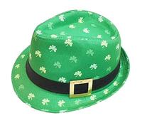 Adults Irish Green Fedora Hat With Buckle - Irish Trilby Hat - One Size Fits Most - Perfect for Irish Sporting Events, St Patrick's Day or Fancy Dress Events - Pack of 6
