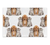 Adults Jigsaw 1000 Piece Puzzles Animal Art Decor Custom Unique Puzzle Cute Dog Cat White Family Puzzle Lovers Gifts, 29.5x19.7 Inch