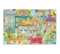 Adults Jigsaw 500 Piece Puzzles Cute Cats Whimsical Houses Funny Puzzle Game Gifts Puzzle Fall Scene Flower Animal Print, 20.5x14.9 Inch
