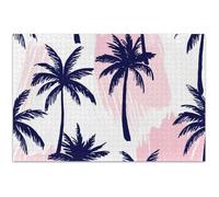 Adults Jigsaw 500 Piece Puzzles Fun Silly Navy Blue Palm Trees Nature Puzzle Fine Art Painting, 20.5x14.9 Inch