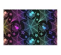 Adults Jigsaw 500 Piece Puzzles Funny Neon Rainbow Spiders Webs Colorful Puzzle Animal Art Puzzle, 20.5x14.9 Inch