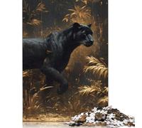 Adults Jigsaw Puzzle 1000 Pieces Puzzle Black Panther in Golden Jungle Jigsaw Puzzles Educational Toy Games Family Decoration 1000pcs (75x50cm)