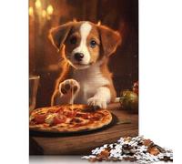 Adults Jigsaw Puzzle 1000 Pieces Puzzle Cute Dog Puppy Pizza Food Jigsaw Puzzles Educational Toy Games Family Decoration 1000pcs (38x26cm)