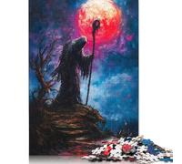 Adults Jigsaw Puzzle 1000 Pieces Puzzle Dark Figure Under Blood Moon Jigsaw Puzzles Educational Toy Games Family Decoration 1000pcs (38x26cm)