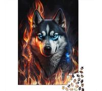 Adults Jigsaw Puzzle 1000 Pieces Puzzle Fire Animal Husky Jigsaw Puzzles Toy Games Puzzle Family Games Birthday Present 38x26cm/1000pcs