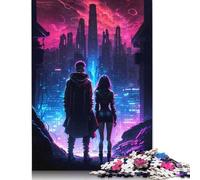 Adults Jigsaw Puzzle 1000 Pieces Puzzle Neon City Night Serenade Jigsaw Puzzles Educational Toy Games Family Decoration (75x50cm)