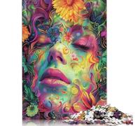 Adults Jigsaw Puzzle 1000 Pieces Puzzle Psychedelic Floral Woman Jigsaw Puzzles Educational Toy Games Family Decoration 1000pcs (75x50cm)