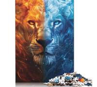 Adults Jigsaw Puzzle 500 Pieces Puzzle Ice And Fire Lion Jigsaw Puzzles Educational Toy Games Family Decoration 500pcs (52x38cm)