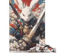 Adults Jigsaw Puzzle 500 Pieces Puzzle Japanese Rabbit Samurai Jigsaw Puzzles Educational Toy Games Family Decoration 500pcs (52x38cm)