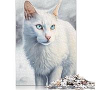 Adults Jigsaw Puzzle 500 Pieces Puzzle White Cat Jigsaw Puzzles Educational Toy Games Family Decoration 500pcs (52x38cm)