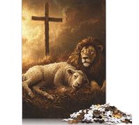 Adults Jigsaw Puzzle Christian Lion Wooden Puzzles for Teenagers Gifts Home Decoration Puzzle Toys 500pcs (52x38cm)