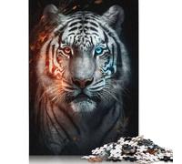 Adults Jigsaw Puzzle Colorful White Tiger Wooden Puzzles for Teenagers Gifts Home Decoration Puzzle Toys 500pcs (52x38cm)
