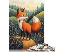 Adults Jigsaw Puzzle Curious Fox in The Meadow - Naïf Whimsical Wildlife Art Puzzles 1000 Piece Jigsaw Puzzles for Adults Educational Game Challenge Toy 1000pcs (75x50cm)