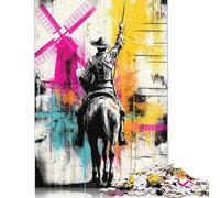 Adults Jigsaw Puzzle Don Quixote Street Art Poster - Graffiti Urban Pop Wall Decor Puzzles 1000 Piece Jigsaw Puzzles for Adults Educational Game Challenge Toy 1000pcs (75x50cm)