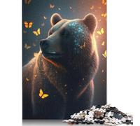 Adults Jigsaw Puzzle Fantasy Butterflies Bear Wooden Puzzles for Teenagers Gifts Home Decoration Puzzle Toys 500pcs (52x38cm)