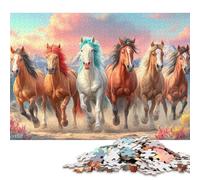 Adults Jigsaw Puzzle Gallop of Colorful Horses Wooden Puzzles for Teenagers Gifts Home Decoration Puzzle Toys 500pcs (52x38cm)
