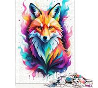 Adults Jigsaw Puzzle Geometric Color Fox Wooden Puzzles for Adults Puzzles Jigsaw Puzzles for Adult 500pcs (52x38cm)
