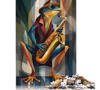 Adults Jigsaw Puzzle Jazz Toad - Sax & Swagger in Cubist Color Puzzles 1000 Piece Jigsaw Puzzles for Adults Educational Game Challenge Toy 1000pcs (75x50cm)