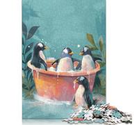 Adults Jigsaw Puzzle Penguins Washing Bathtub Wooden Puzzles for Teenagers Gifts Home Decoration Puzzle Toys 1000pcs (75x50cm)