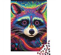 Adults Jigsaw Puzzle Psychedelic Animal Raccoon Wooden Puzzles for Teenagers Gifts Home Decoration Puzzle Toys 1000pcs (75x50cm)