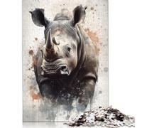 Adults Jigsaw Puzzle Rhinoceros Beauty Wooden Puzzles for Teenagers Gifts Brain Teaser Puzzles For Adults 500pcs (52x38cm)