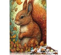 Adults Jigsaw Puzzle Squirrel in Fantasy Forest Wooden Puzzles for Adults Puzzles Jigsaw Puzzles for Adult 500pcs (52x38cm)