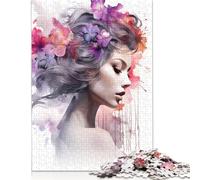 Adults Jigsaw Puzzle Watercolor Painting Girl Paper Puzzles for Teenagers Gifts Home Decoration Puzzle Toys 1000pcs (38x26cm)