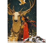 Adults Jigsaw Puzzle Woman And White Stag Puzzles 1000 Piece Jigsaw Puzzles for Adults Educational Game Challenge Toy 38x26cm/1000pcs