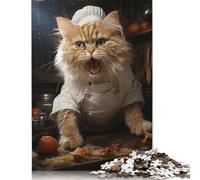 Adults Jigsaw Puzzles 1000 Pieces Angry Chef Cat Cooking Puzzle Jigsaw Interacting with Family Members 1000pcs (38x26cm)