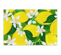 Adults Jigsaw Puzzles 1000 Pieces Animal Art Decor Custom Difficult Jigsaw Puzzle Yellow Limes Lemons Floral Green White Elephant, 29.5x19.7 Inch