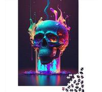 Adults Jigsaw Puzzles 1000 Pieces Colorful Neon Skull Jigsaw Creative Rectangular Puzzles Decompressing Game 1000pcs (75x50cm)