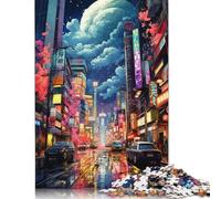 Adults Jigsaw Puzzles 1000 Pieces Colorful Psychedelic of A Tokyo Neon Puzzle Jigsaw Interacting with Family Members 1000pcs (75x50cm)